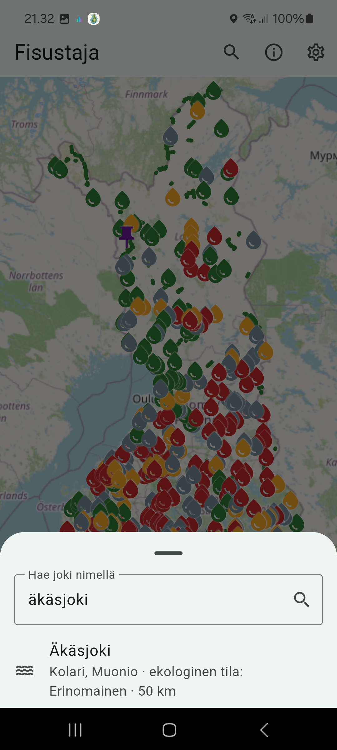 Sökning efter Äkäsjoki i Fisustaja