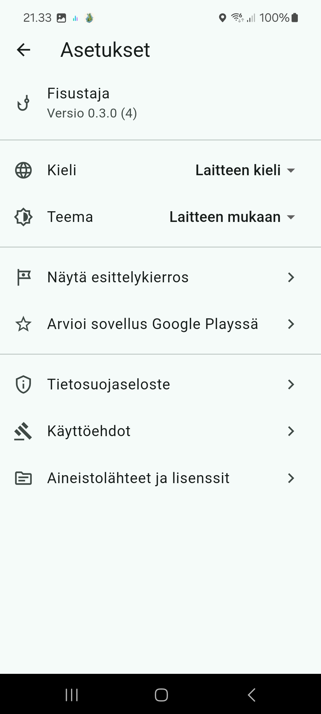 Fisustajas inställningar
